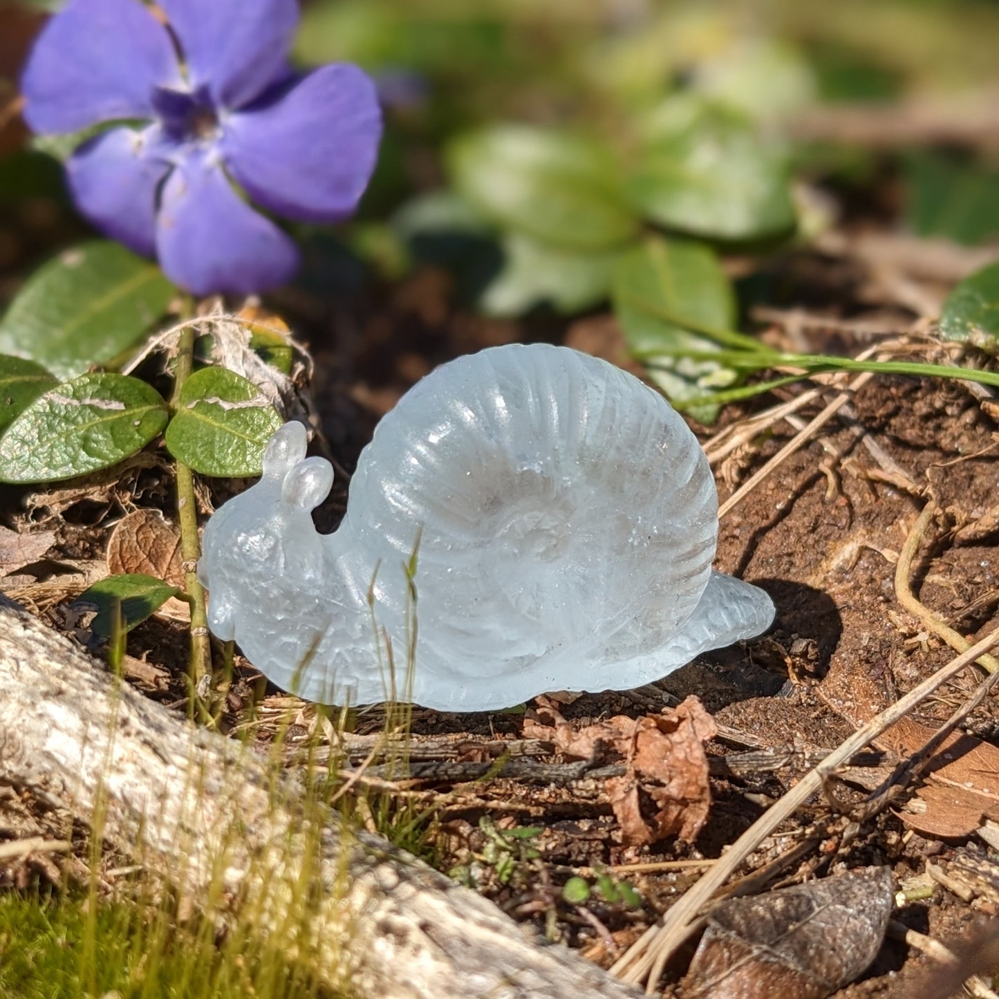 Aquamarine Snail - Hand Carved by Elizabeth McRorie - prettyrock.com