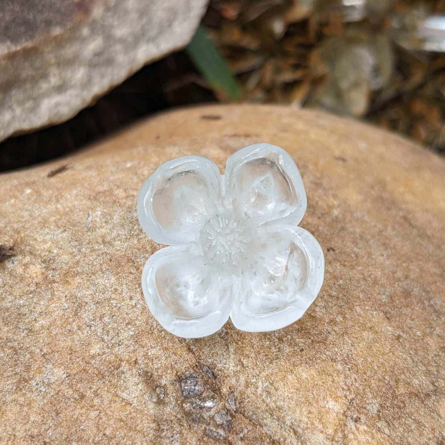 Aquamarine Dogwood Flower - Hand Carved  by Elizabeth McRorie - prettyrock.com