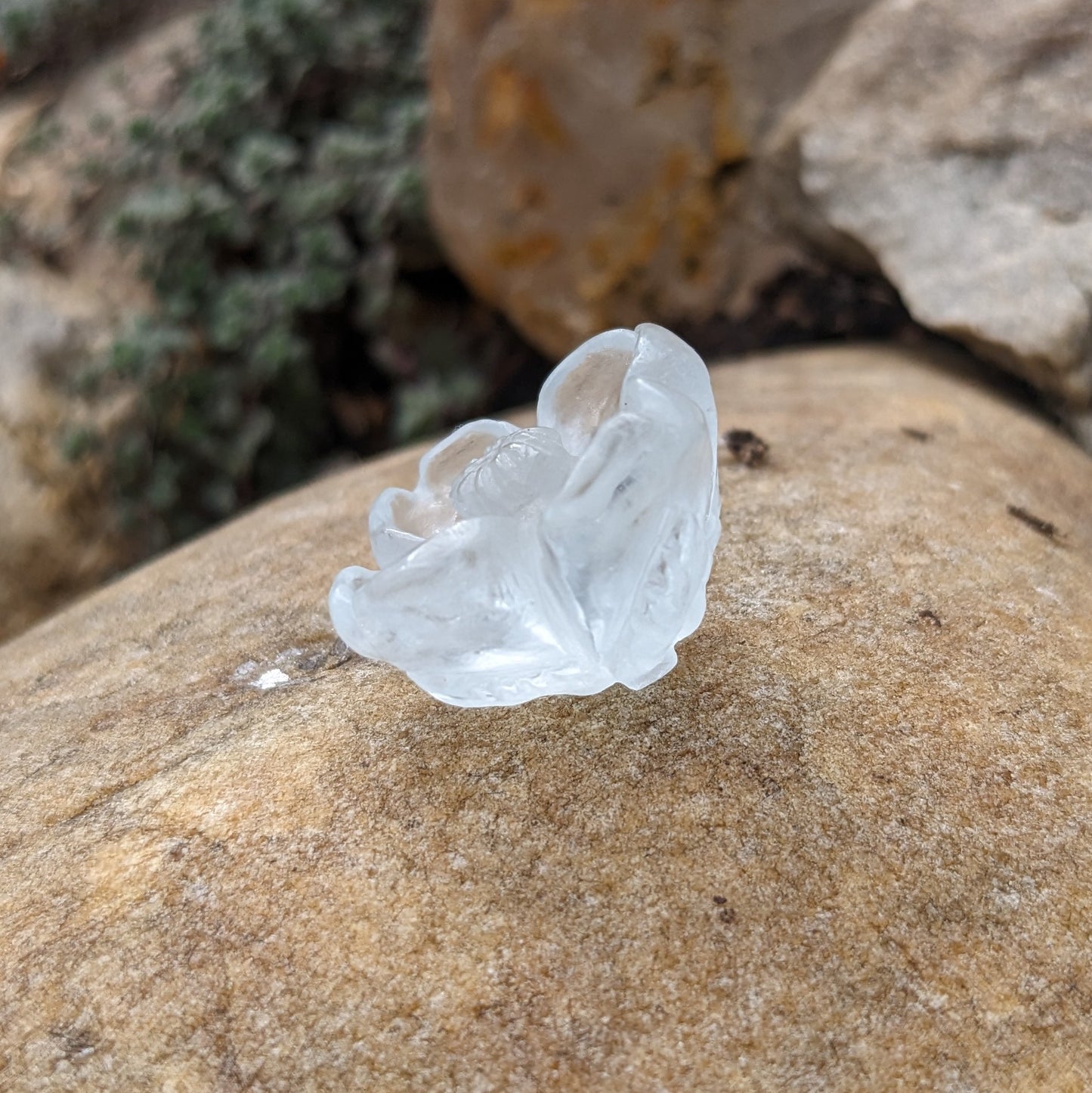 Aquamarine Dogwood Flower - Hand Carved by Elizabeth McRorie - prettyrock.com
