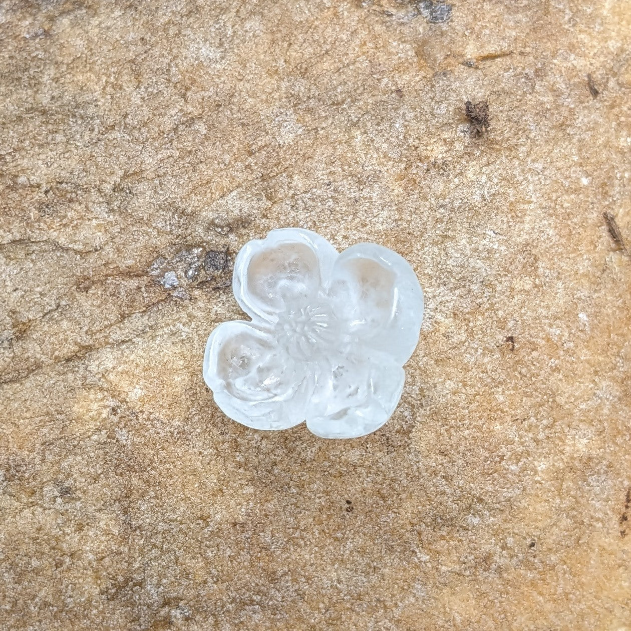 Aquamarine Dogwood Flower - Hand Carved  by Elizabeth McRorie - prettyrock.com
