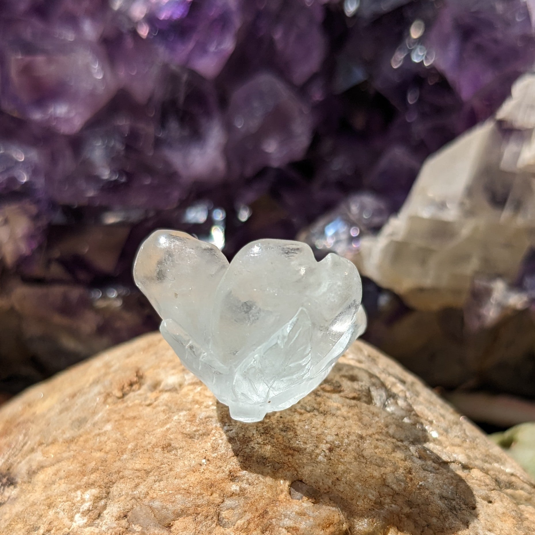 Aquamarine Dogwood Flower - Hand Carved  by Elizabeth McRorie - prettyrock.com