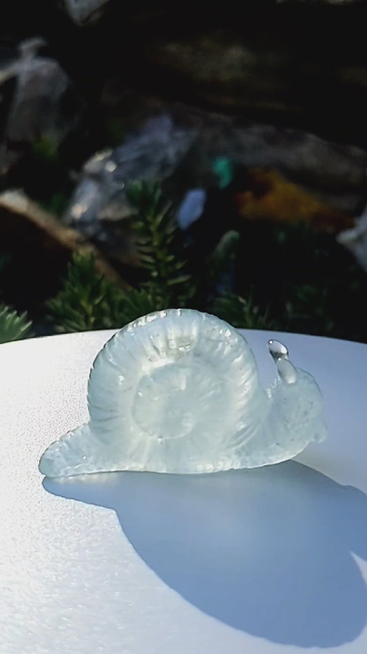 Aquamarine  Snail - Hand Carved  by Elizabeth McRorie