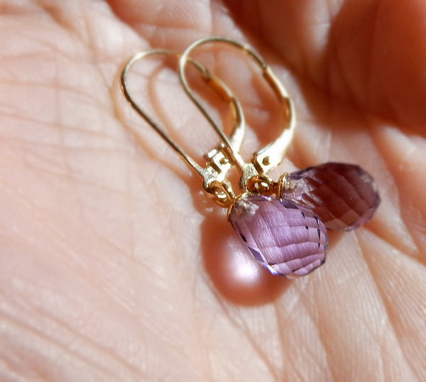 Gold Amethyst Briolette Earrings - prettyrock.com