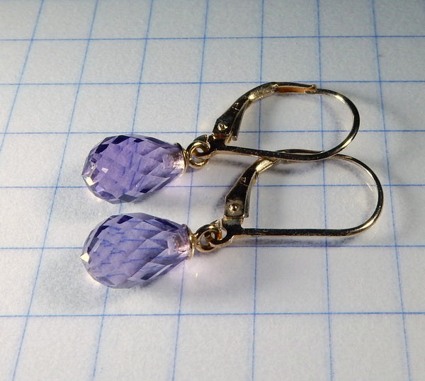 Gold Amethyst Briolette Earrings - prettyrock.com