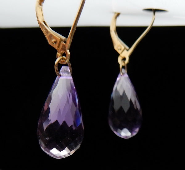 Gold Amethyst Briolette Earrings - prettyrock.com