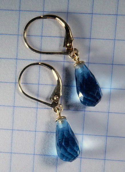 Gold Blue Topaz Briolette Earrings - prettyrock.com
