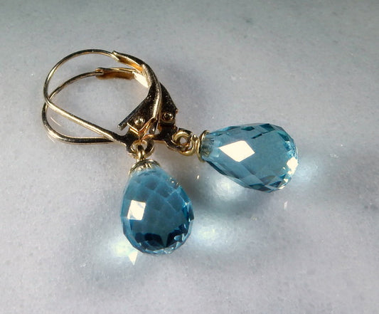 Gold BlueTopaz Briolette Earrings - prettyrock.com
