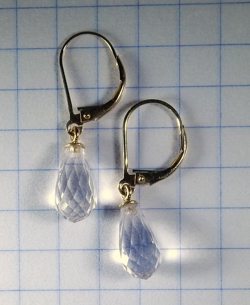 Gold Clear Quartz Briolette Earrings - prettyrock.com