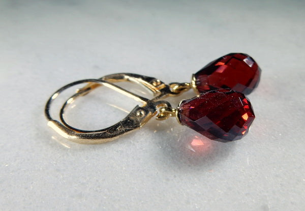 Gold Wine Sapphire Briolette Earrings - prettyrock.com