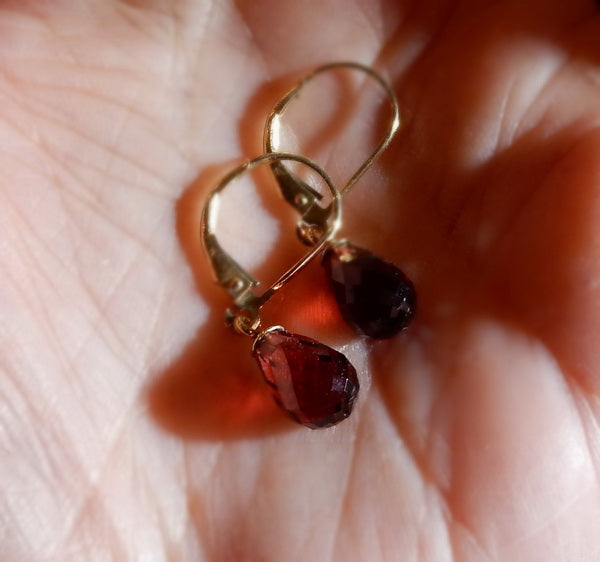 Gold Wine Sapphire Briolette Earrings - prettyrock.com