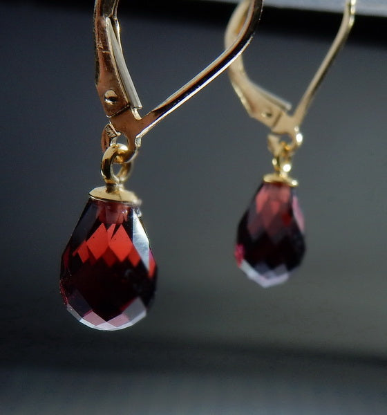Gold Wine Sapphire Briolette Earrings - prettyrock.com
