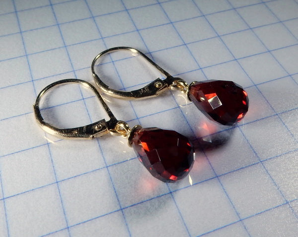 Gold Wine Sapphire Briolette Earrings - prettyrock.com