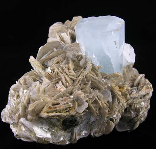 Aquamarine on Muscovite - Mineral Specimen - prettyrock.com