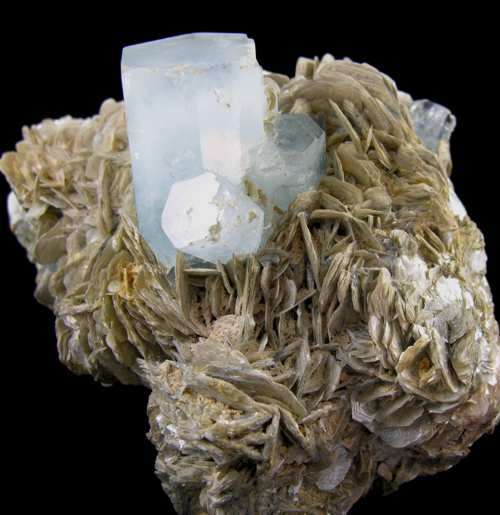 Aquamarine on Muscovite - Mineral Specimen - prettyrock.com