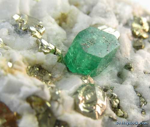 Emerald and Pyrite - Mineral Specimen - prettyrock.com