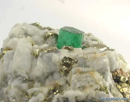 Emerald and Pyrite - Mineral Specimen - prettyrock.com