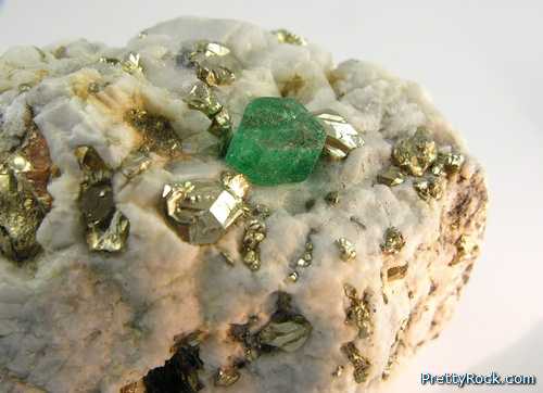 Emerald and Pyrite - Mineral Specimen - prettyrock.com