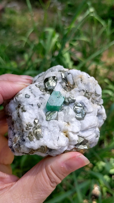 Emerald and Pyrite - Mineral Specimen - prettyrock.com