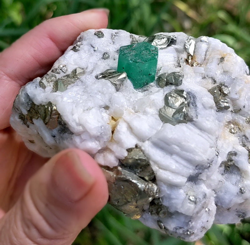 Emerald and Pyrite - Mineral Specimen - prettyrock.com