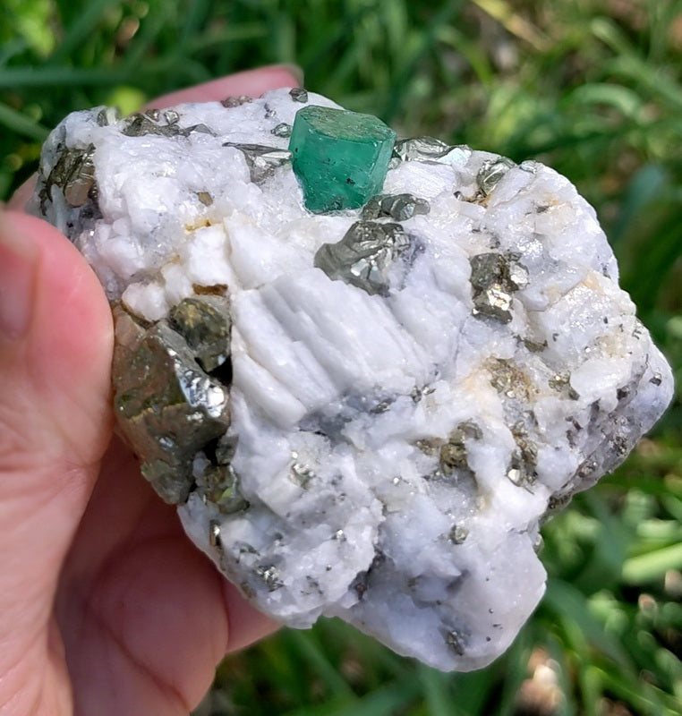 Emerald and Pyrite - Mineral Specimen - prettyrock.com