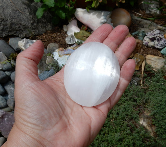 Selenite Palm Stone - 554 ct - prettyrock.com