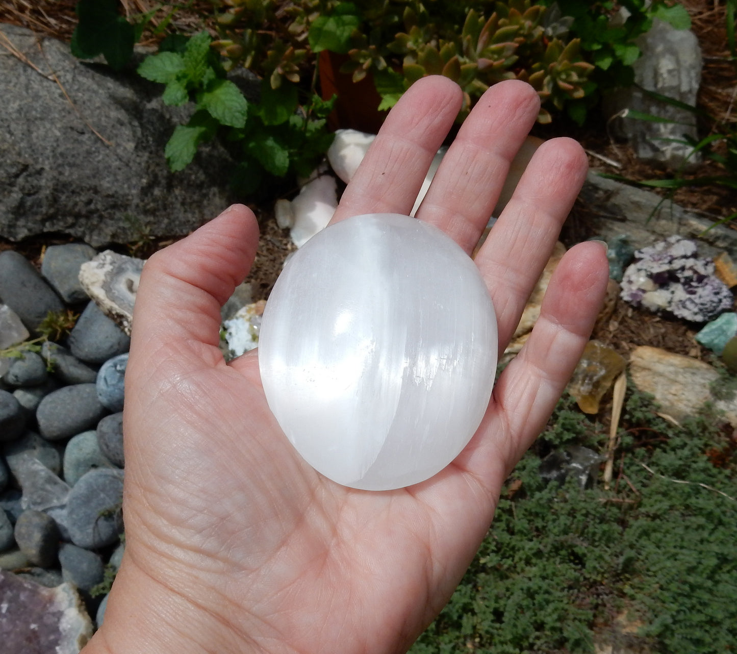 Selenite Palm Stone - 554 ct - prettyrock.com