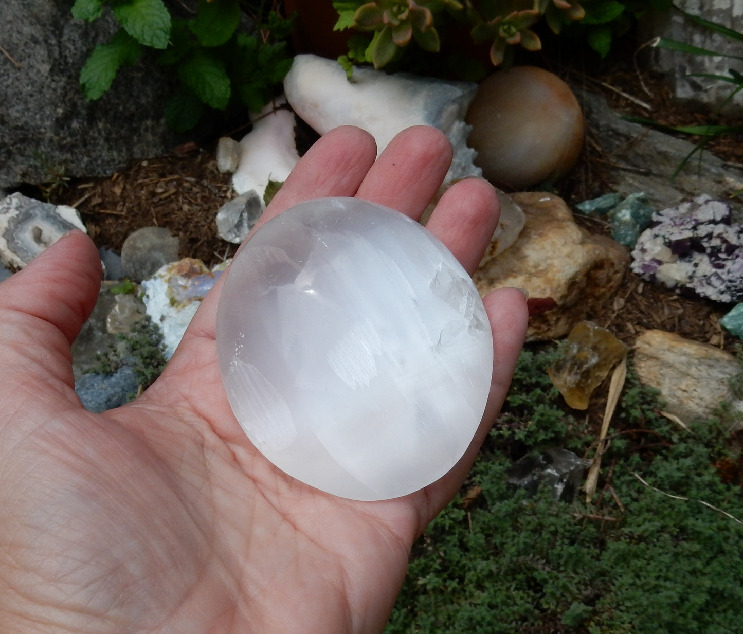 Selenite Palm Stone - 610 ct - prettyrock.com