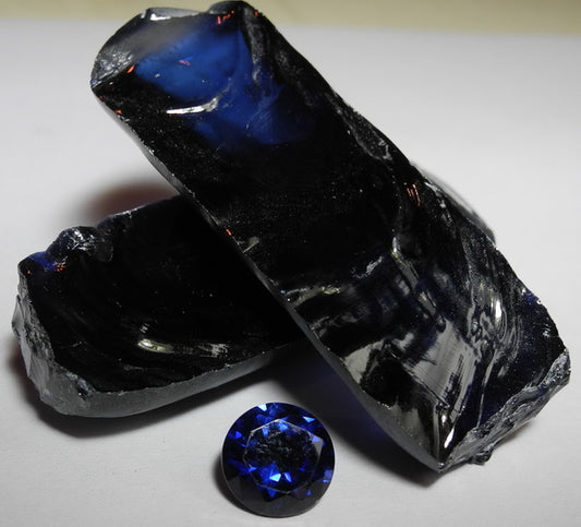 Royal Blue Sapphire - Synthetic Gem Rough - 30G - prettyrock.com