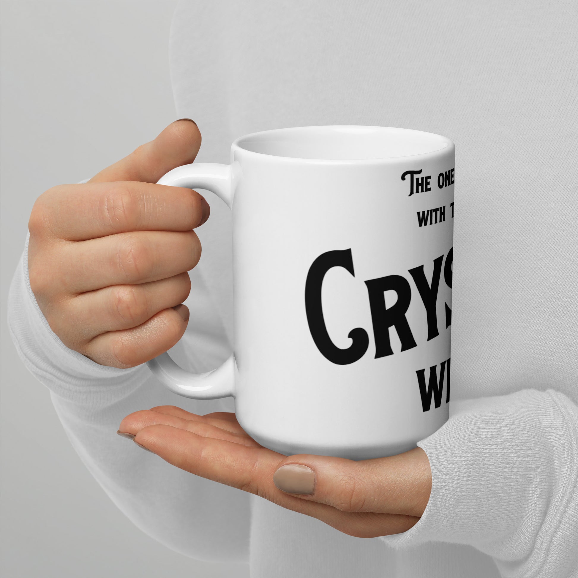 The one who dies with the most crystals wins White glossy mug - prettyrock.com