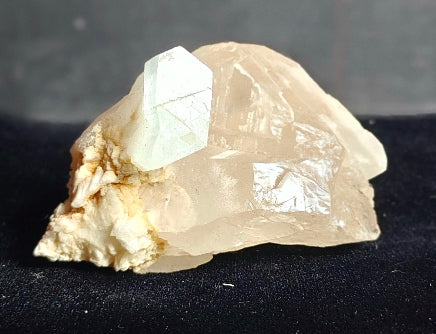 250g Aquamarine & morganite on Quartz crystal - Mineral Specimen