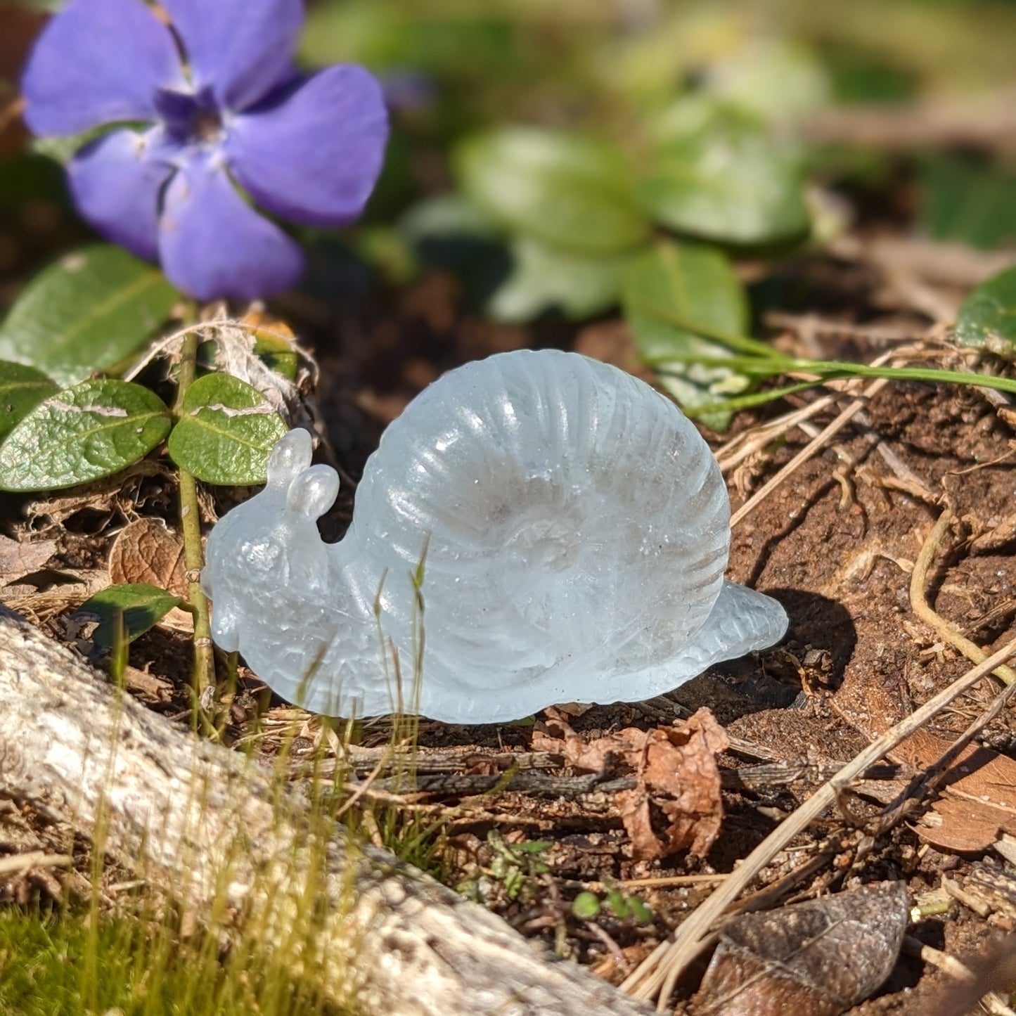 Aquamarine  Snail - Hand Carved  by Elizabeth McRorie - prettyrock.com