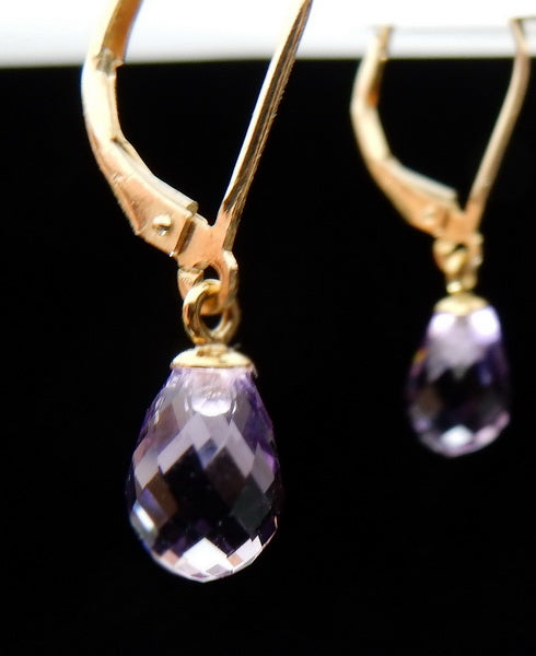 Gold Amethyst Briolette Earrings - prettyrock.com