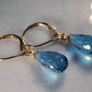 Gold Blue Topaz Briolette Earrings - prettyrock.com