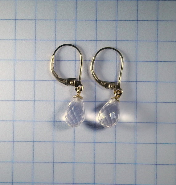 Gold Rose Quartz Briolette Earrings - prettyrock.com