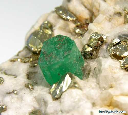 Emerald and Pyrite - Mineral Specimen - prettyrock.com