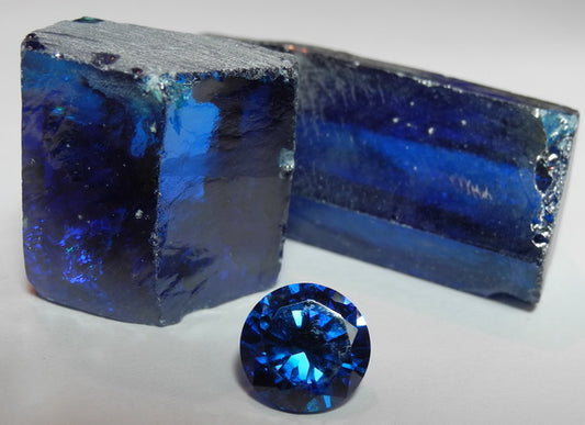 CZ  Blue - Deep Swiss Synthetic Gem Rough - 40G - prettyrock.com