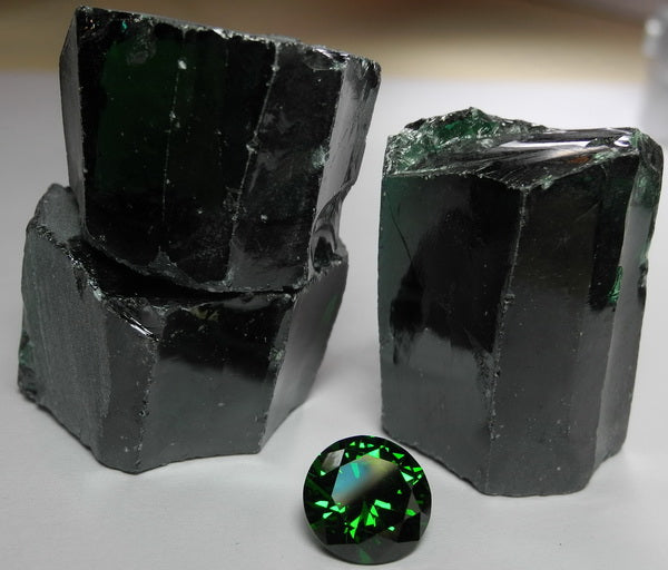 CZ Green - Emerald - Synthetic Gem Rough - 40G - prettyrock.com