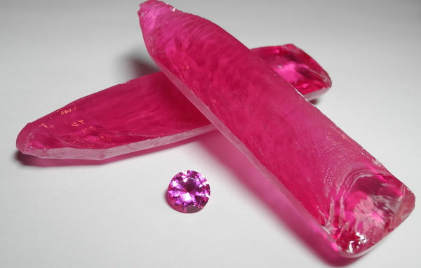 Pink Sapphire - Synthetic Gem Rough - 60G - prettyrock.com